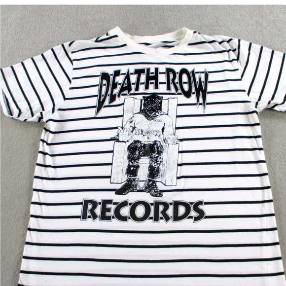 Death Row Records Striped Large Men T-Shirt EUC Rap R&B Unisex - Picture 1 of 6